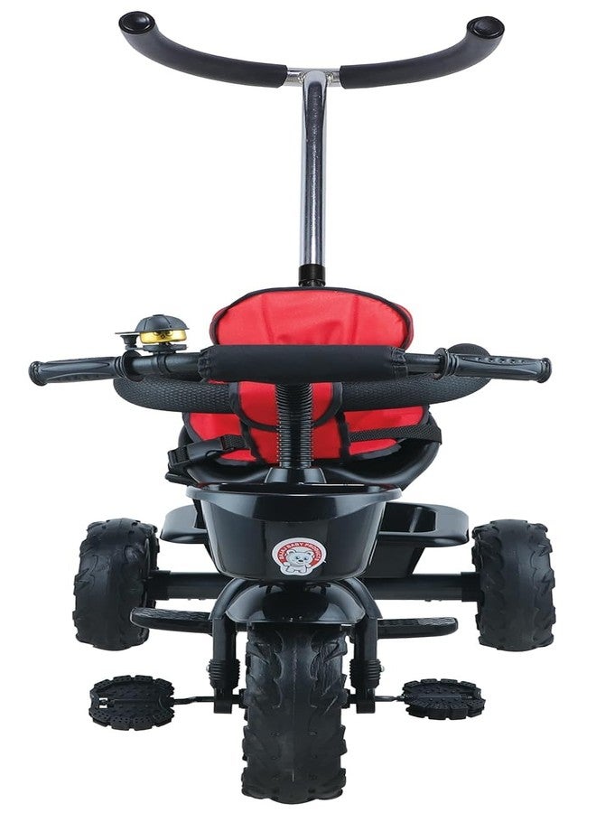 JoyRide Learn-to-Ride Trike on 3 Wheels with Safety Harness, Non-Slip Pedal,Storage Basket and Removable Parent Handle (Dark Red) - Image 3